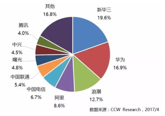 2016年中國(guó)政務(wù)云市場(chǎng)份額